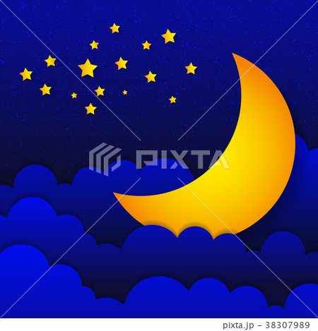Retro illustration of a smiling moon good night. 38307989