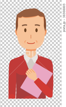 セーターを着た中年男性がファイルを持っている セーターを着た中年男性がファイルを持っている 38308803