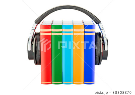 Books with headphones, audiobook concept Books with headphones, audiobook concept 38308870