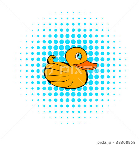Yellow rubber duck icon, comics style 38308958