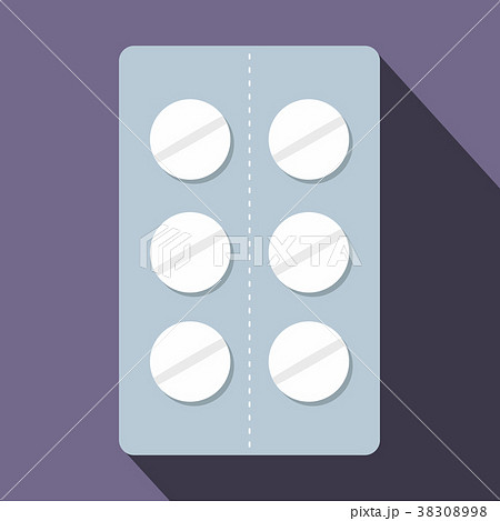 Pills in blister pack icon, flat style 38308998