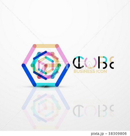 Cube idea concept logo, line Cube idea concept logo, line 38309806