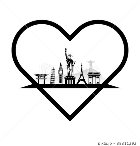 Landmarks of the World in the form of heart 38311292