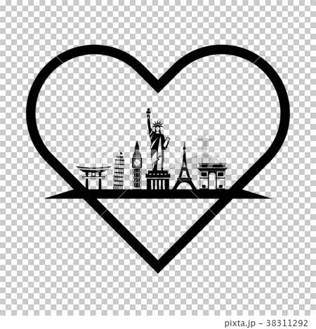 Landmarks of the World in the form of heart 38311292