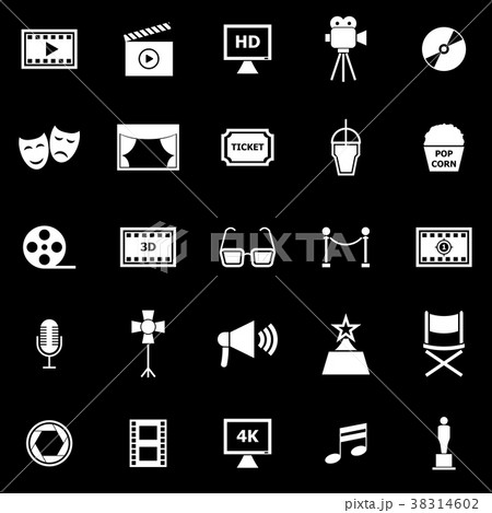 Movie icons on black background 38314602