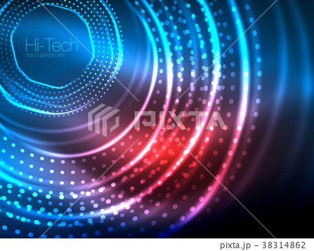 Magic neon circle shape abstract background, shiny 38314862