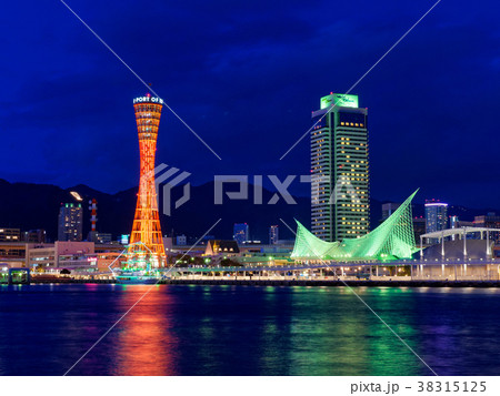 神戸港 ハーバーランドから見る中突堤の夜景 38315125