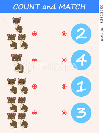 Count and match cat cartoon. Math educational game 38315530