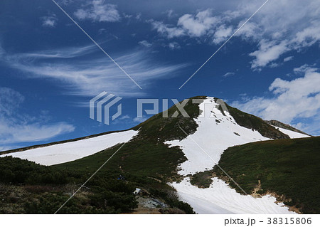 白山御前峰 青空と雲と雪と 白山御前峰 青空と雲と雪と 38315806