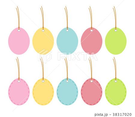 Multicolored Easter eggs hanging isolated on white 38317020