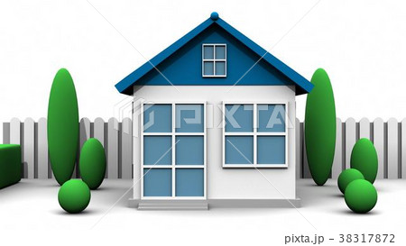 House and garden on white background. 3D rendering House and garden on white background. 3D rendering 38317872