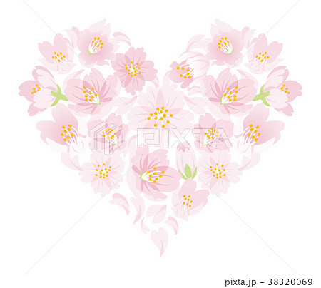 桜の花 ハート型の装飾のイラスト素材 3069