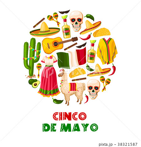 Mexican holiday card of Cinco de Mayo fiesta party Mexican holiday card of Cinco de Mayo fiesta party 38321587