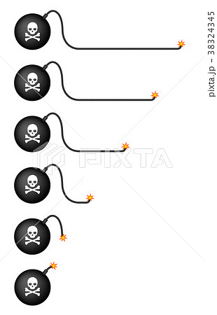 爆弾 ダイナマイト 導火線 イラストセット ドクロマーク のイラスト素材