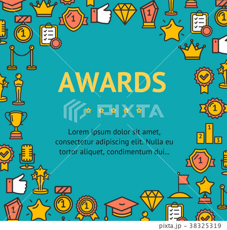 Award Signs Round Design Template Line Icon 38325319