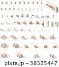 Kitchen and bathroom low poly isometric icon set 38325447