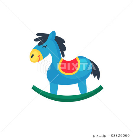 Icon of blue plastic rocking horse. Little pony 38326060