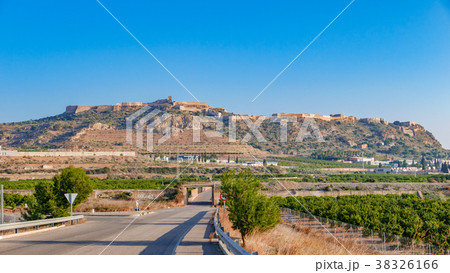 Sangunto castle on top of the hill and road Sangunto castle on top of the hill and road 38326166