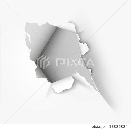 Hole torn in ripped paper 38326324