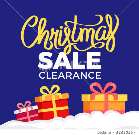 Christmas Sale Clearance Poster with Gift Boxes 38330257