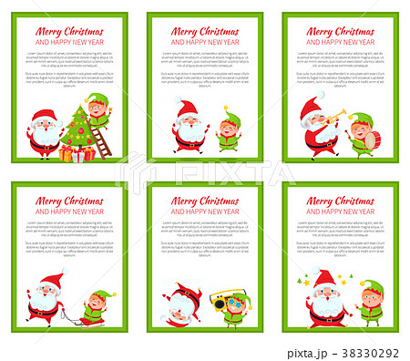 Merry Christmas and Happy New Year Set of Cards 38330292