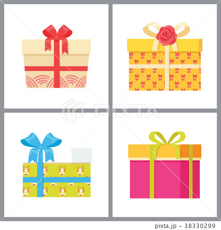 Set of Gift Boxes in Decorative Wrapping Vector Set of Gift Boxes in Decorative Wrapping Vector 38330299