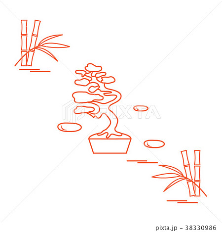 Stylized icon of bonsai tree and bamboo Stylized icon of bonsai tree and bamboo 38330986