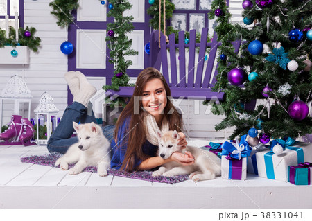 beautiful brunette lying on her stomach on the 38331041