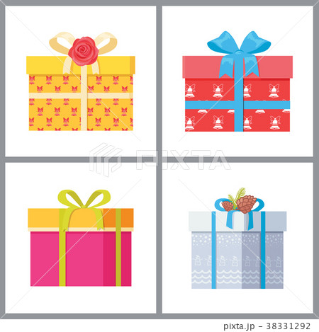 Set of Stylish Gift Boxes in Deco Wrapping Paper 38331292