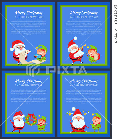 Set of New Year Banners with Santa Claus and Elf 38331598