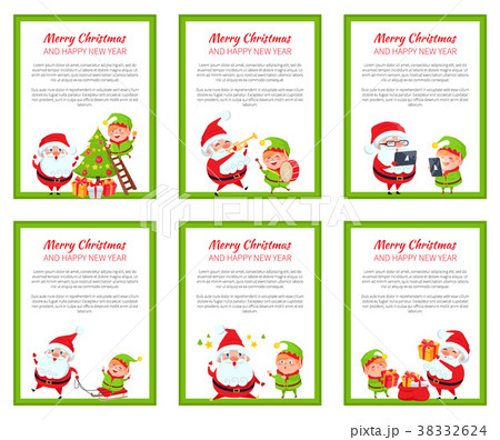 Merry Christmas and Happy New Year Set of Cards 38332624