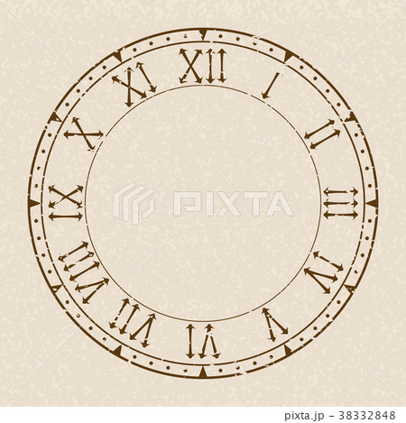 Clock face. Blank clock with roman numerals on 38332848