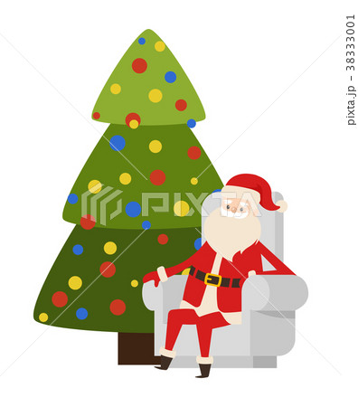 New Year Tree and Santa Claus Icon Vector Poster New Year Tree and Santa Claus Icon Vector Poster 38333001
