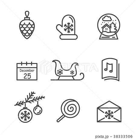 Christmas Icons Colorless Vector Illustration Christmas Icons Colorless Vector Illustration 38333506