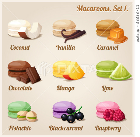 まかろん ページ Macaroons. Set 1.のイラスト素材 [38333711] - PIXTA