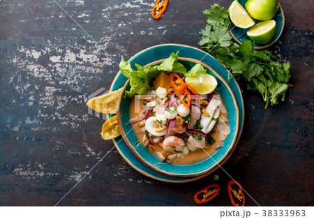 PERUVIAN CEVICHE SEBICHE. Peruvian seafood and 38333963