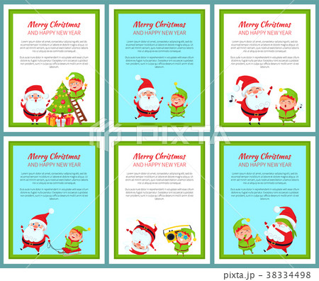 Six Merry Christmas and Happy New Year Banners 38334498