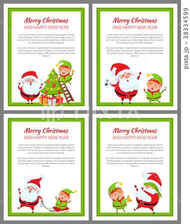 Merry Christmas and Happy New Year Set of Cards 38334599