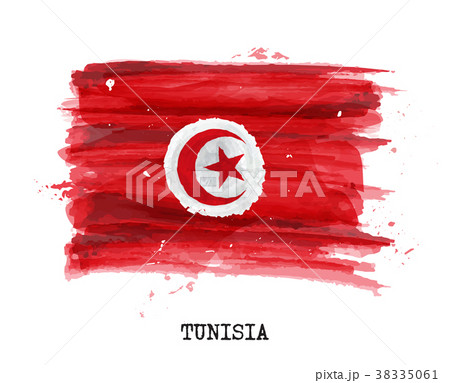 Watercolor painting design flag of Tunisia .  38335061