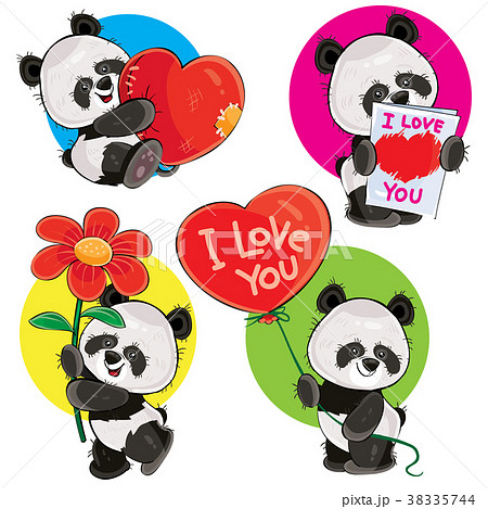 Valentine day vector set with cute panda bears Valentine day vector set with cute panda bears 38335744