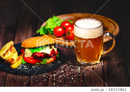 Home made mouth-watering, delicious beef burger Home made mouth-watering, delicious beef burger 38335862
