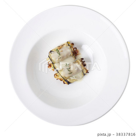 Eggplant roll with soya noodles. 38337816