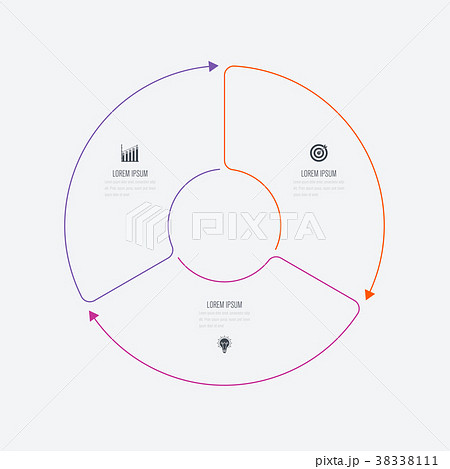 Infographics template 3 options with circle 38338111