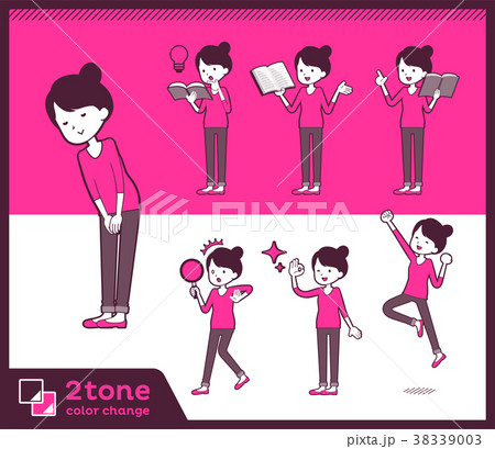 2tone type Bun hair pants style mom_set 05 38339003