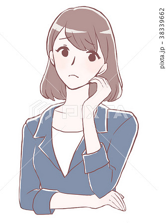 悩む女性のイラスト素材