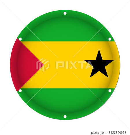 round metallic flag - Sao Tome and Principe round metallic flag - Sao Tome and Principe 38339843