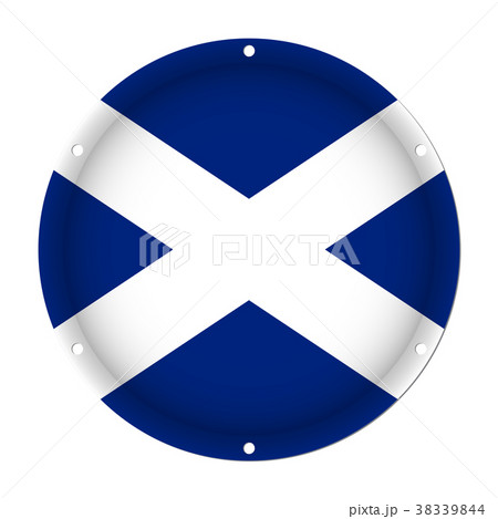round metallic flag of Scotland with screw holes round metallic flag of Scotland with screw holes 38339844
