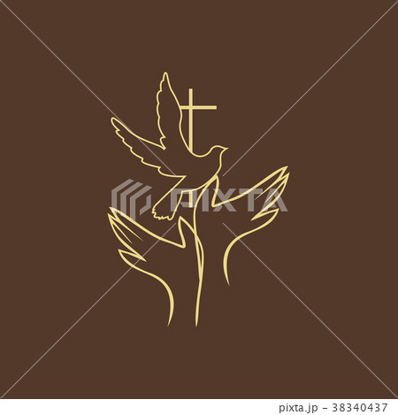 Hands, dove, holy spirit, cross, icon 38340437