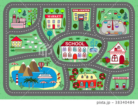 Road play mat for children activity Road play mat for children activity 38340484