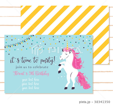Baby shower invitation template with cute unicorn 38341350